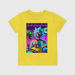 Футболка хлопковая детская Rick and Morty - racing esports, цвет: желтый