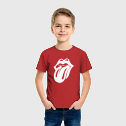 Футболка хлопковая детская Rolling Stones - white logo, цвет: красный — фото 2