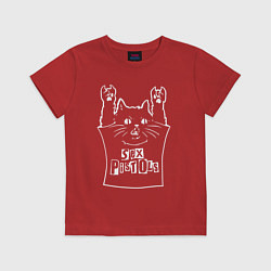 Футболка хлопковая детская Sex Pistols - cat rock, цвет: красный