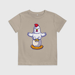 Футболка хлопковая детская Куриная йога, цвет: миндальный