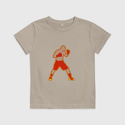 Футболка хлопковая детская Боксер хохлома, цвет: миндальный