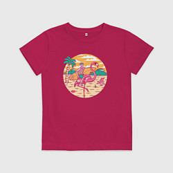 Футболка хлопковая детская Скелетик серфингист, цвет: маджента