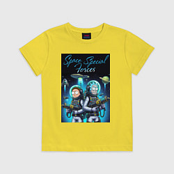 Футболка хлопковая детская Rick and Morty - space special forces, цвет: желтый