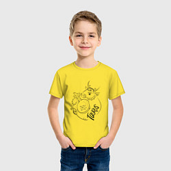 Футболка хлопковая детская Телец зодиак, цвет: желтый — фото 2