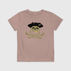Футболка хлопковая детская Веселый пират, цвет: пыльно-розовый