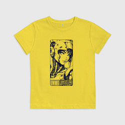 Футболка хлопковая детская Футуристичная кибернетическая девушка, цвет: желтый