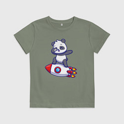 Футболка хлопковая детская Rocket panda, цвет: авокадо