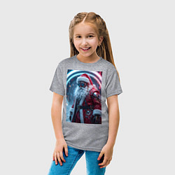 Футболка хлопковая детская Дед мороз киберпанк, цвет: меланж — фото 2