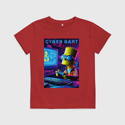 Футболка хлопковая детская Cyber Bart is an avid gamer, цвет: красный