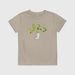 Футболка хлопковая детская 2025 цифры зеленые из тюбика, цвет: миндальный