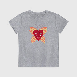 Футболка хлопковая детская Сердечко-бабочка, цвет: меланж