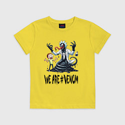 Футболка хлопковая детская We are Venom - Rick-symbiote and Morty, цвет: желтый