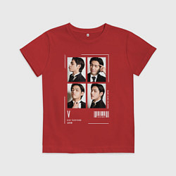 Футболка хлопковая детская Taehyung bts 4cut, цвет: красный