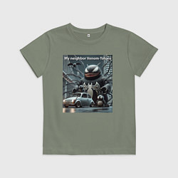 Футболка хлопковая детская My neighbor Venom-Totoro, цвет: авокадо