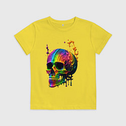 Футболка хлопковая детская Череп в краске, цвет: желтый