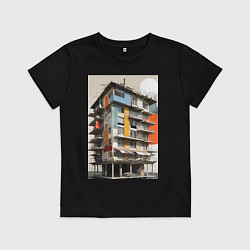 Футболка хлопковая детская Старая панелька, цвет: черный