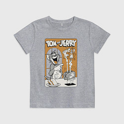 Футболка хлопковая детская Том и Джерри - тосты, цвет: меланж