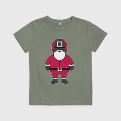 Футболка хлопковая детская Squid game Santa, цвет: авокадо