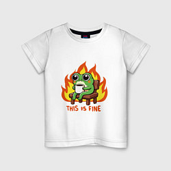 Футболка хлопковая детская Frog - this is fine, цвет: белый