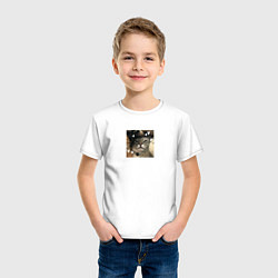 Футболка хлопковая детская Серая кошка для пары, цвет: белый — фото 2