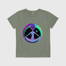 Футболка хлопковая детская Alien Peace, цвет: авокадо