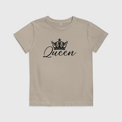 Футболка хлопковая детская Королева с короной - для пары, цвет: миндальный