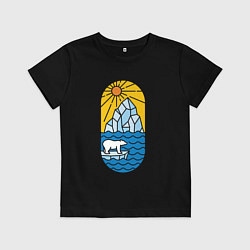 Футболка хлопковая детская Мишка на льдине, цвет: черный