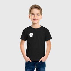 Футболка хлопковая детская Милый белый котик для пары, цвет: черный — фото 2