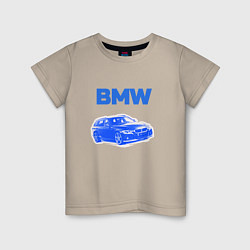 Футболка хлопковая детская Blue bmw, цвет: миндальный