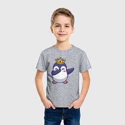Футболка хлопковая детская Король пингвин, цвет: меланж — фото 2