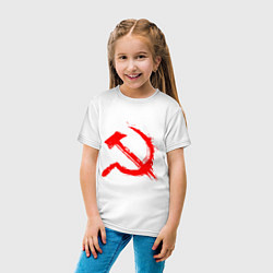 Футболка хлопковая детская Sickle and hammer red paint, цвет: белый — фото 2