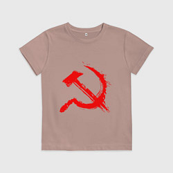 Футболка хлопковая детская Sickle and hammer red paint, цвет: пыльно-розовый