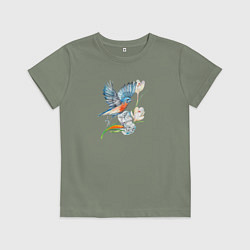 Футболка хлопковая детская Зяблик и кубики льда, цвет: авокадо