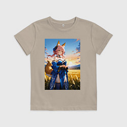 Футболка хлопковая детская Tamamo no Mae Fate Grand Order, цвет: миндальный