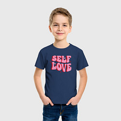 Футболка хлопковая детская Self love, цвет: тёмно-синий — фото 2