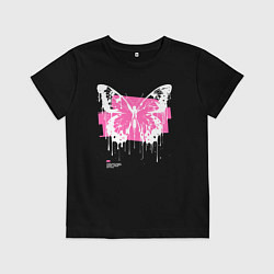 Футболка хлопковая детская Emo butterfly with splashes of paint, цвет: черный