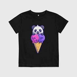 Футболка хлопковая детская Panda ice cream, цвет: черный