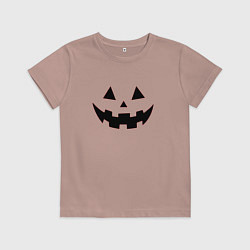 Футболка хлопковая детская Физиономия тыквы, цвет: пыльно-розовый