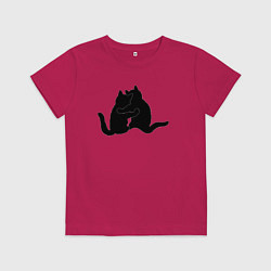 Футболка хлопковая детская Кошачьи объятия, цвет: маджента