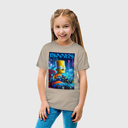 Футболка хлопковая детская Cyber Bart Simpson - esport, цвет: миндальный — фото 2