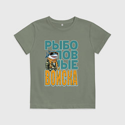 Футболка хлопковая детская Акула в военной форме, цвет: авокадо