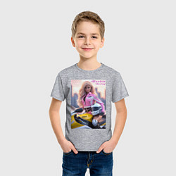 Футболка хлопковая детская Barbie racing - Kawasaki Ninja, цвет: меланж — фото 2
