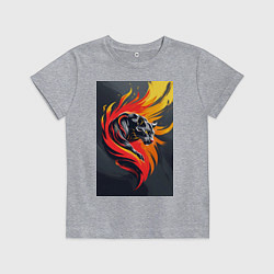 Футболка хлопковая детская Пантера в огненном вихре, цвет: меланж