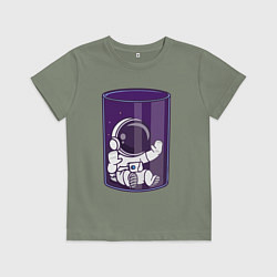 Футболка хлопковая детская Космонавтик в стакане, цвет: авокадо