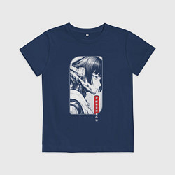 Футболка хлопковая детская Девушка-хакер, цвет: тёмно-синий