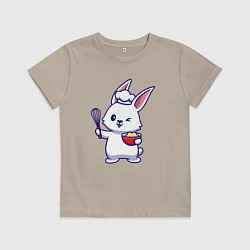 Футболка хлопковая детская Зайка поварёнок, цвет: миндальный