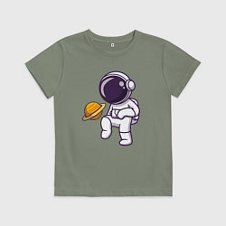 Футболка хлопковая детская Saturn football, цвет: авокадо