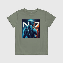 Футболка хлопковая детская Mass Effect - character ai art fantasy, цвет: авокадо
