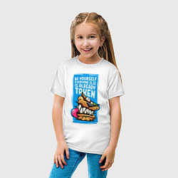 Футболка хлопковая детская Оставайся собой, цвет: белый — фото 2
