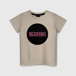 Футболка хлопковая детская Blackpink logotype - group of South Korea, цвет: миндальный